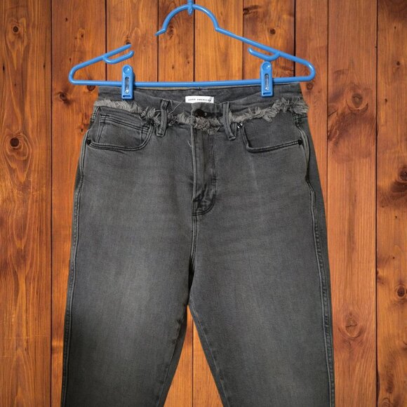 GOOD AMERICAN Women's Size 4/27 Black Good Curve Skinny Crop Denim Jeans Fray - Picture 4 of 7